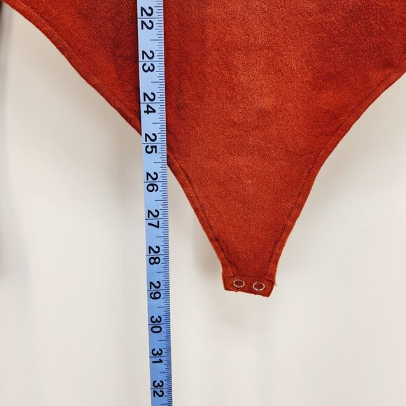 Good American Womens Rust Red Asymmetrical Cutout Long Sleeve Bodysuit Size 3 - Picture 11 of 12
